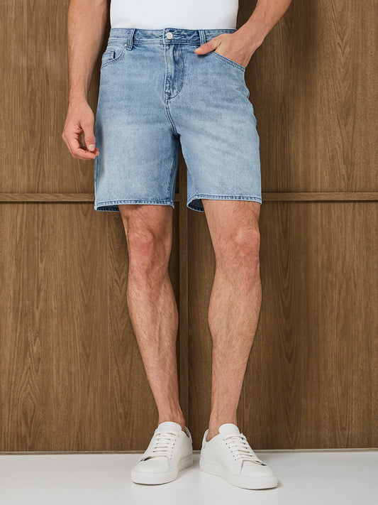 SANTI DENIM SHORT - LIGHT BLUE STONEWASH