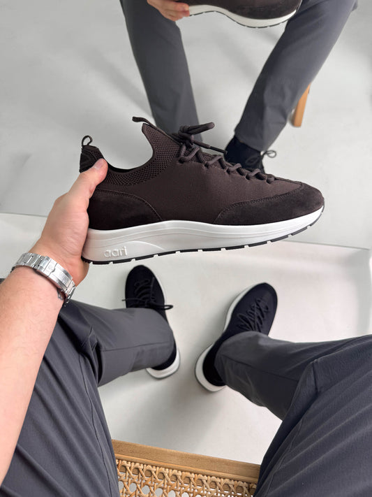 KNIT-1 RACER - DARK CHOCOLATE/ WHITE