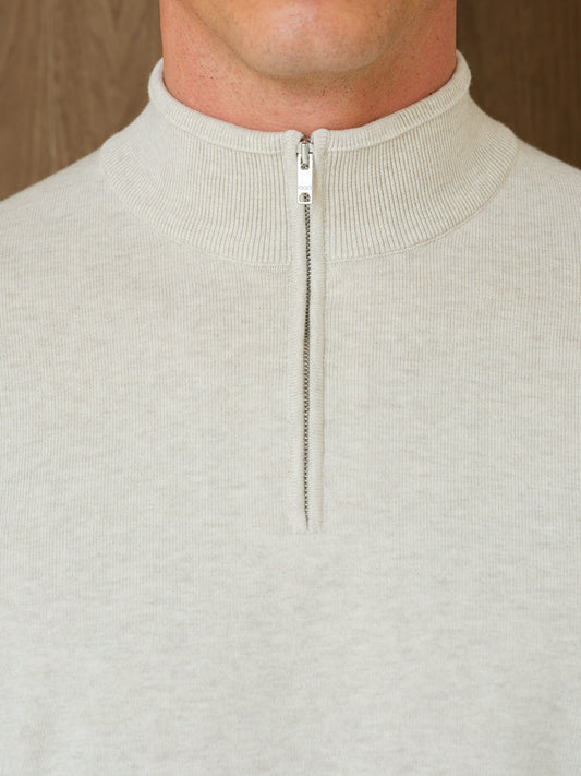 NERU KNITTED QUARTER ZIP - LINEN DUST
