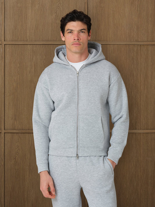 MONO FULL ZIP HOOD - GREY HEATHER
