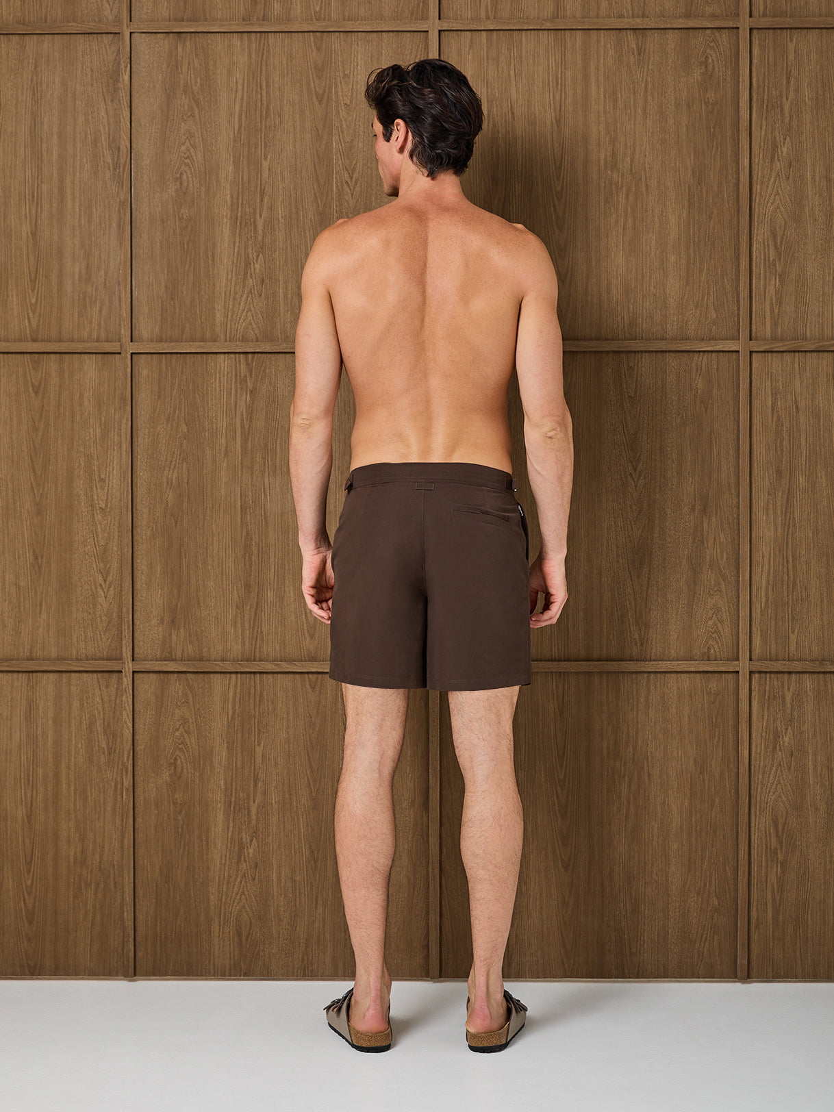 RIVIERA TAILORED SWIM SHORT - DARK CHOCOLATE