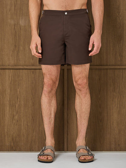 RIVIERA TAILORED SWIM SHORT - DARK CHOCOLATE