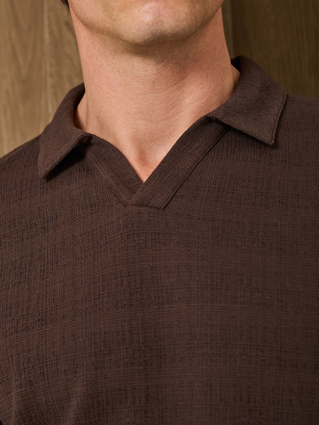 DUNE LONGSLEEVE RESORT POLO - DARK CHOCOLATE