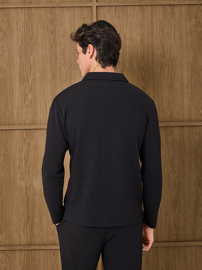 DUNE LONGSLEEVE RESORT POLO - BLACK