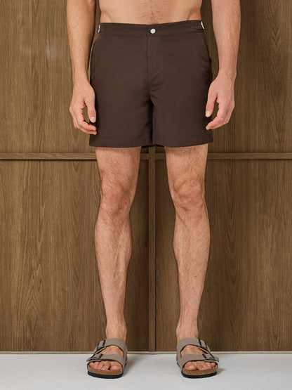 RIVIERA TAILORED SWIM SHORT - DARK CHOCOLATE