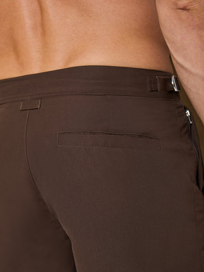 RIVIERA TAILORED SWIM SHORT - DARK CHOCOLATE