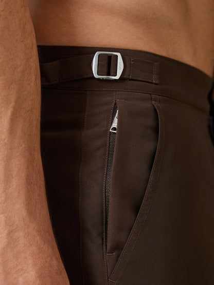 RIVIERA TAILORED SWIM SHORT - DARK CHOCOLATE