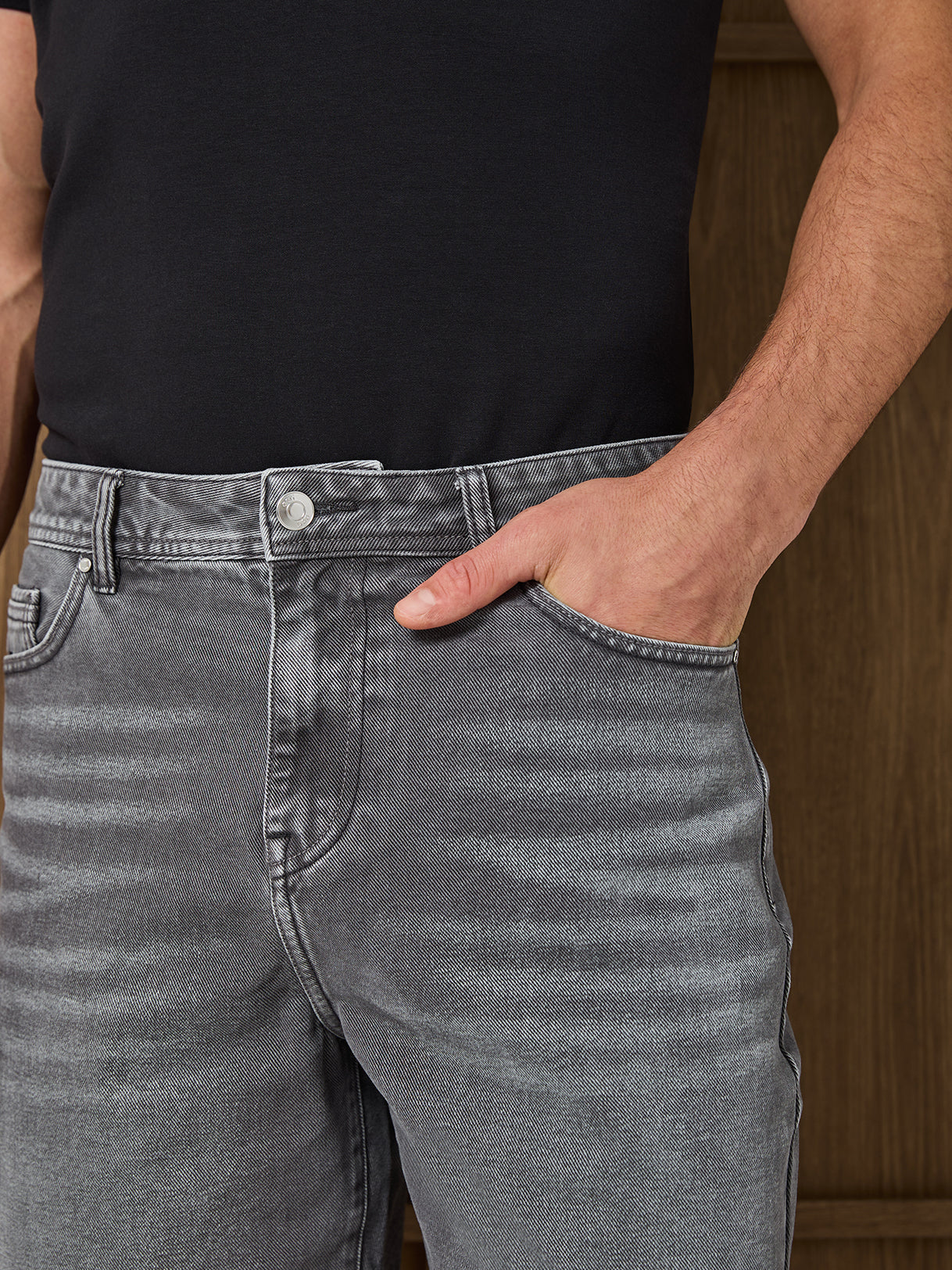 SANTI DENIM SHORT - WASHED GREY