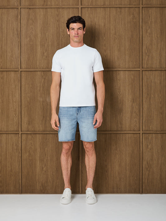 SANTI DENIM SHORT - LIGHT BLUE STONEWASH