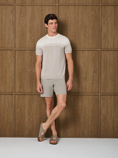 THIAGO KNITTED T-SHIRT - CANDLELIGHT WHITE/SILVER MIST
