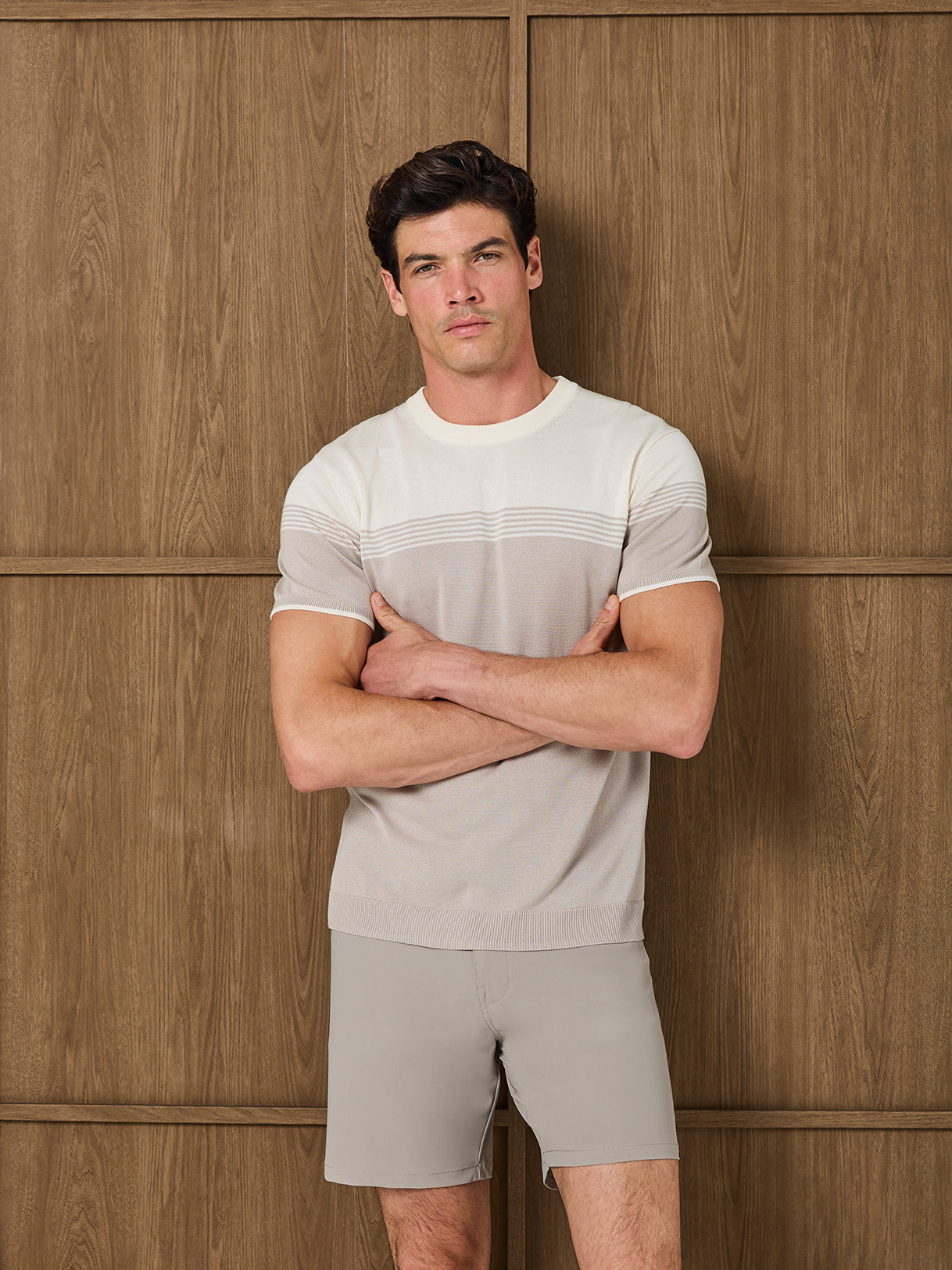 THIAGO KNITTED T-SHIRT - CANDLELIGHT WHITE/SILVER MIST