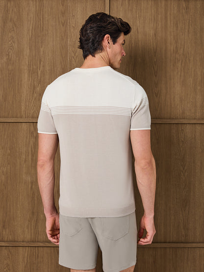 THIAGO KNITTED T-SHIRT - CANDLELIGHT WHITE/SILVER MIST