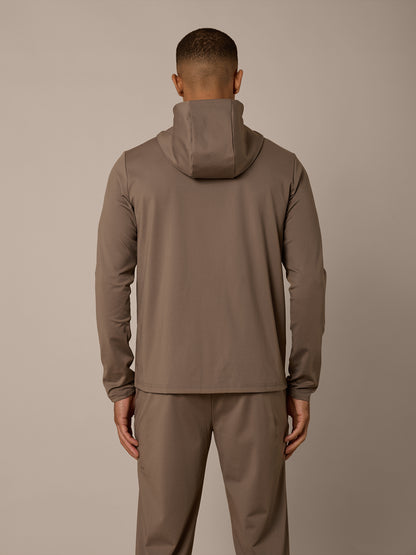 AERO LIGHTWEIGHT FULL ZIP HOOD - MOCHA