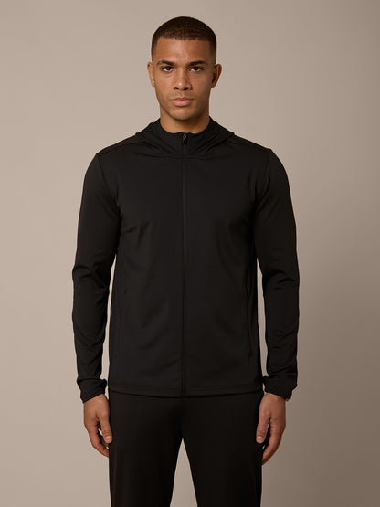 AERO LIGHTWEIGHT FULL ZIP HOOD - BLACK