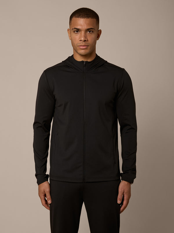 AERO LIGHTWEIGHT FULL ZIP HOOD - BLACK