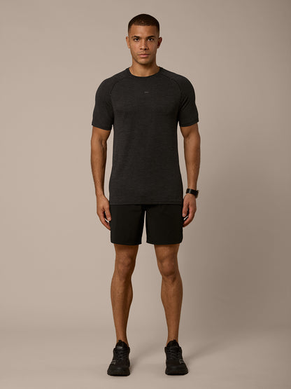VEIL SEAMLESS TEE - BLACK/SLATE HEATHER