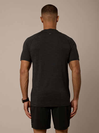 VEIL SEAMLESS TEE - BLACK/SLATE HEATHER