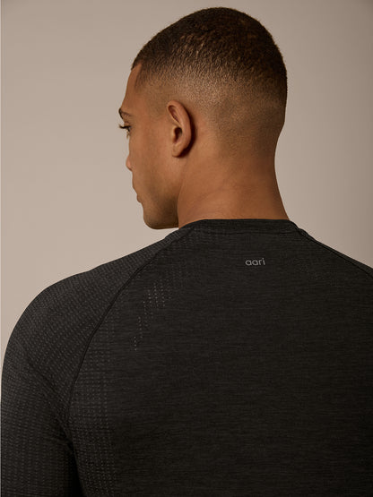 VEIL SEAMLESS TEE - BLACK/SLATE HEATHER