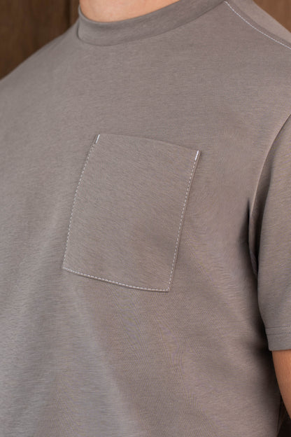 AYON POCKET T-SHIRT  - MOCHA