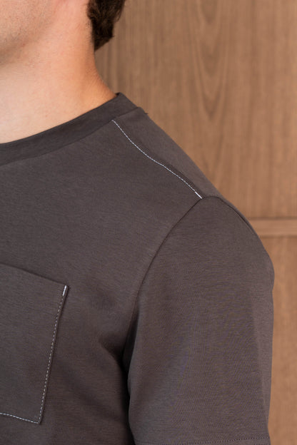 AYON POCKET T-SHIRT  - DARK CHOCOLATE