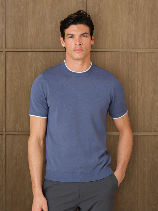 KARU KNITTED T SHIRT - BLUE COAST