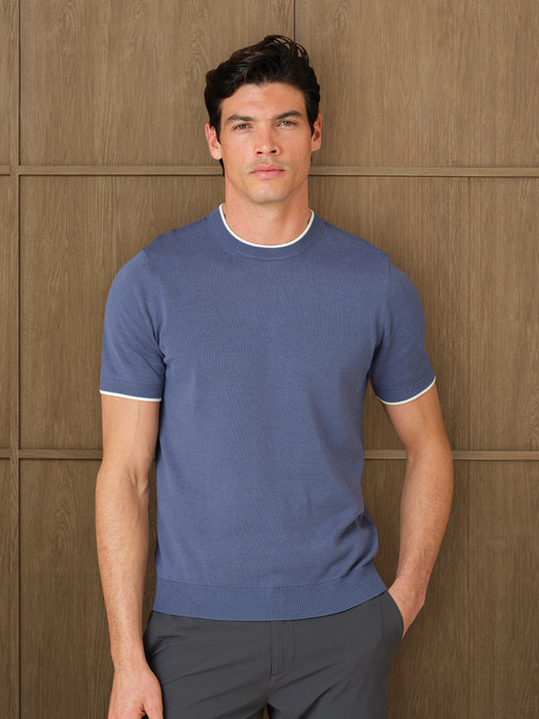 KARU KNITTED T SHIRT - BLUE COAST