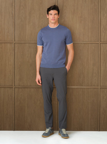 KARU KNITTED T-SHIRT - BLUE COAST