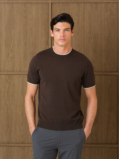 KARU KNITTED T-SHIRT - DARK CHOCOLATE