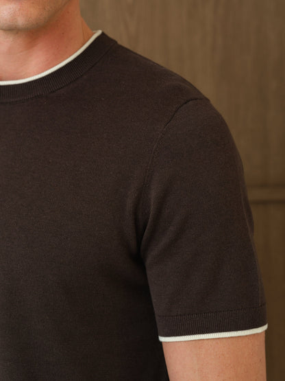 KARU KNITTED T-SHIRT - DARK CHOCOLATE