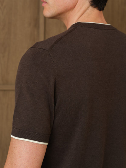 KARU KNITTED T-SHIRT - DARK CHOCOLATE