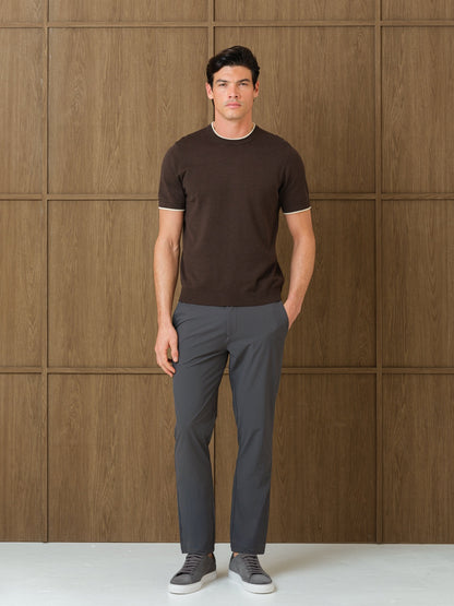 KARU KNITTED T-SHIRT - DARK CHOCOLATE