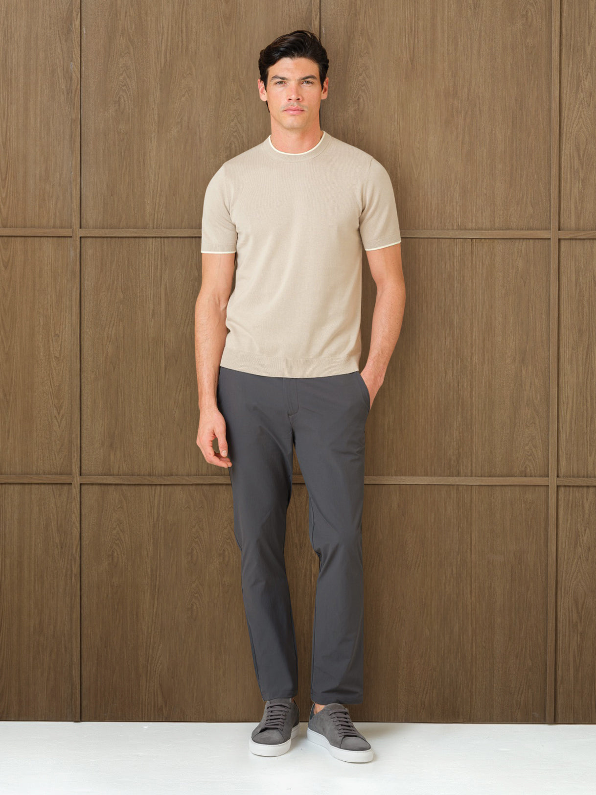 KARU KNITTED T-SHIRT - MIST HEATHER