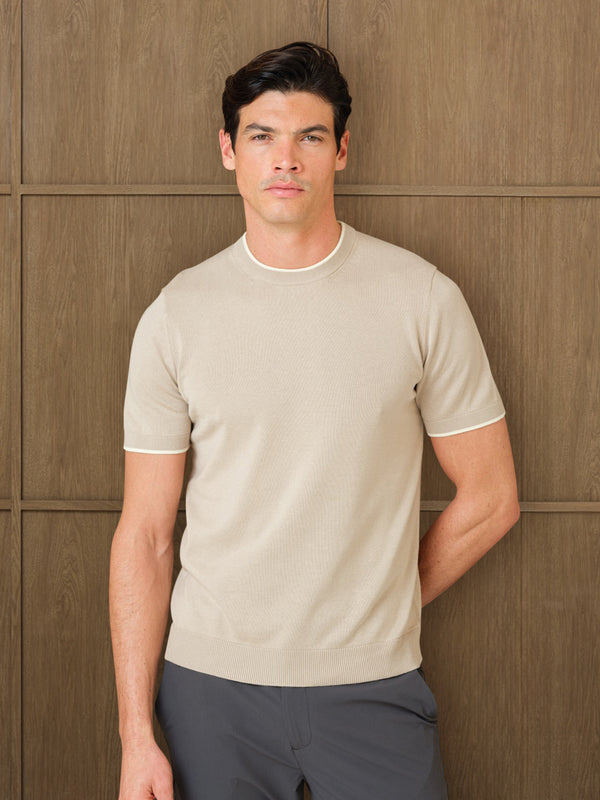 KARU KNITTED T SHIRT - MIST HEATHER