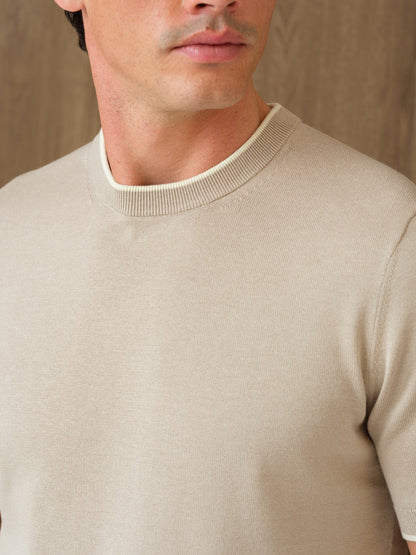KARU KNITTED T-SHIRT - MIST HEATHER