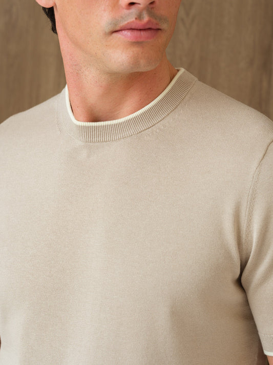 KARU KNITTED T SHIRT - MIST HEATHER
