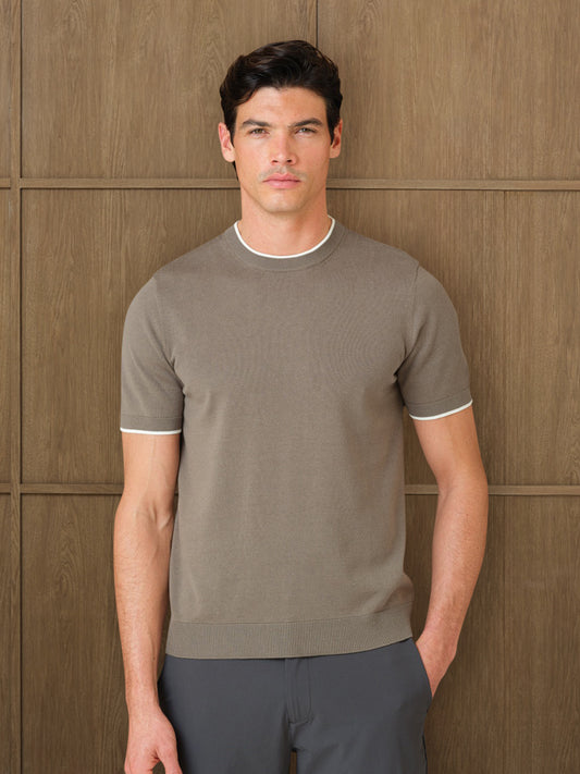 KARU KNITTED T SHIRT - PINE ASH