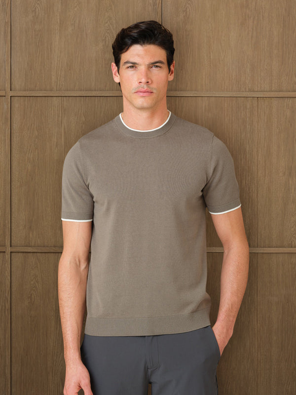 KARU KNITTED T SHIRT - PINE ASH
