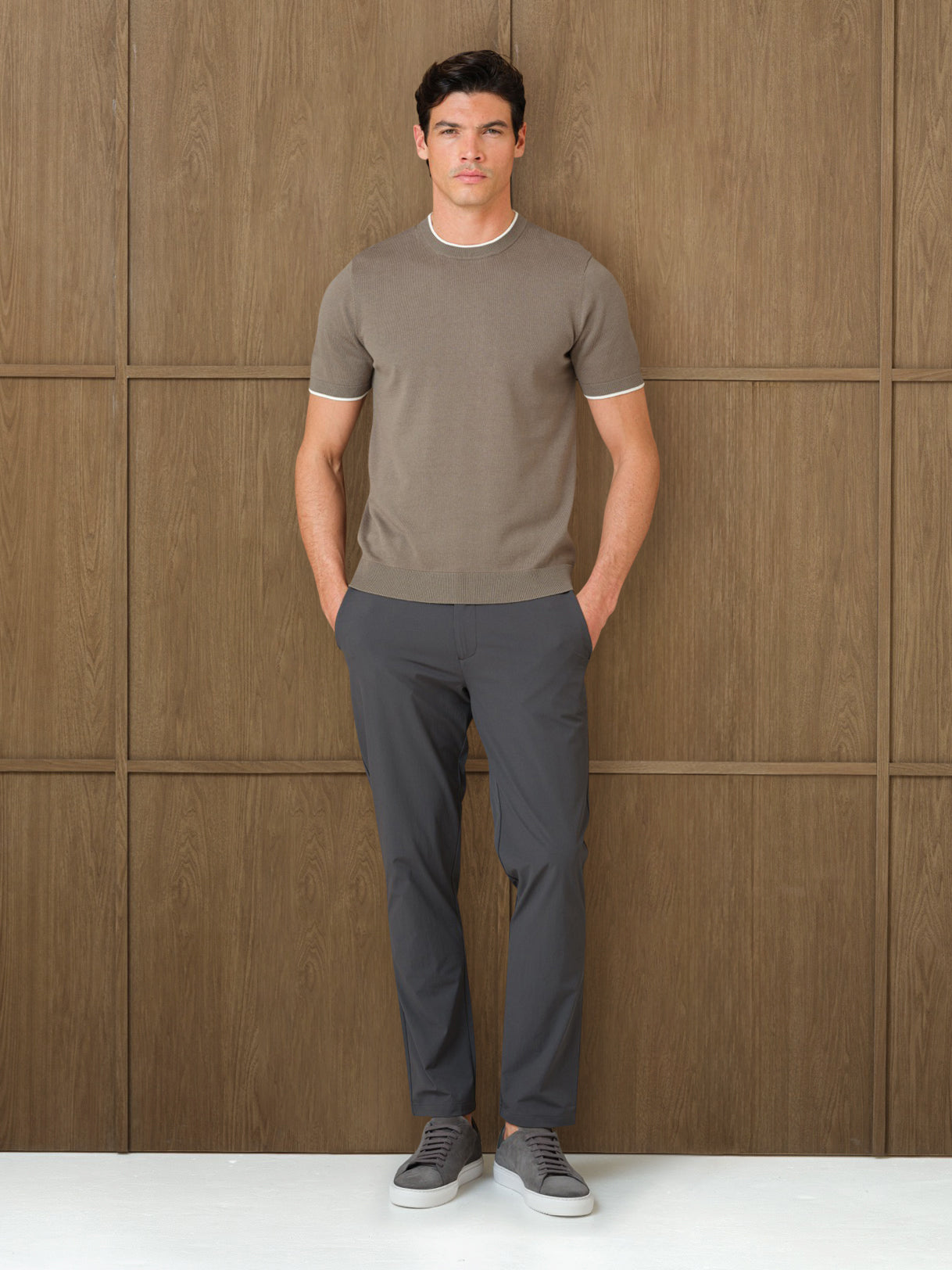 KARU KNITTED T-SHIRT - PINE ASH