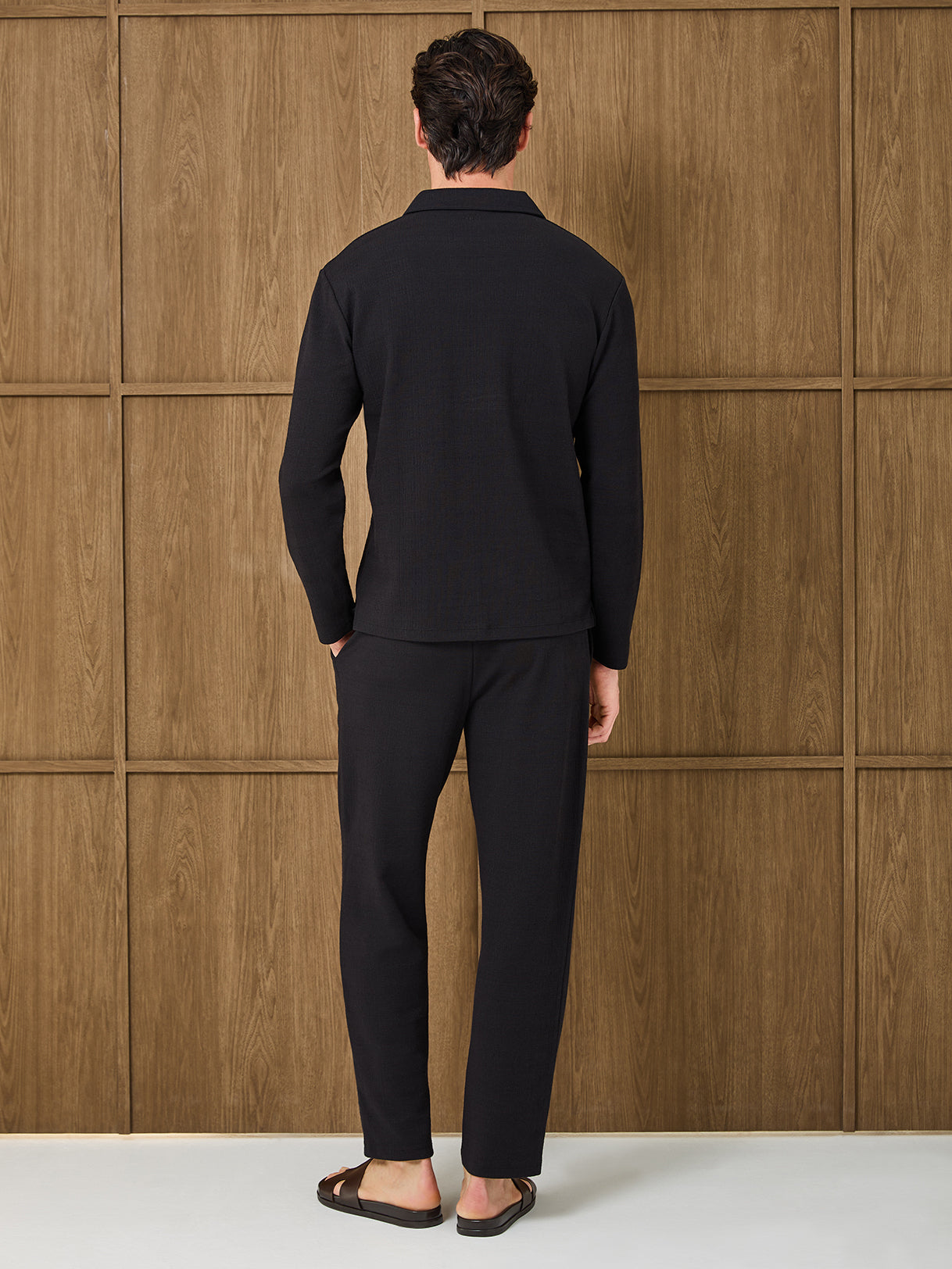 DUNE LONGSLEEVE RESORT POLO - BLACK