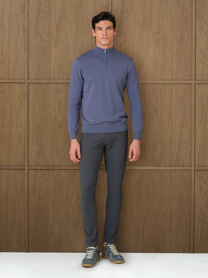NERU KNITTED QUARTER ZIP - COAST BLUE