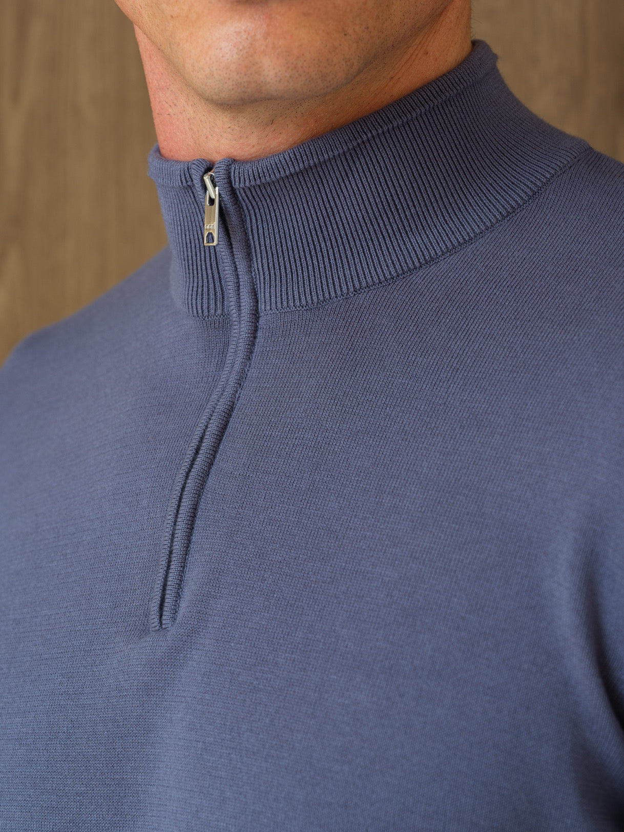 NERU KNITTED QUARTER ZIP - COAST BLUE
