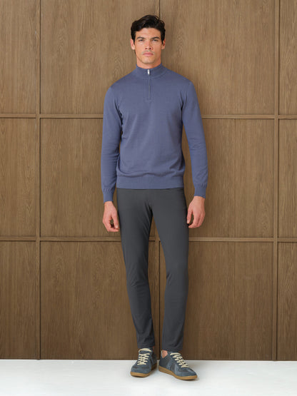 NERU KNITTED QUARTER ZIP - COAST BLUE