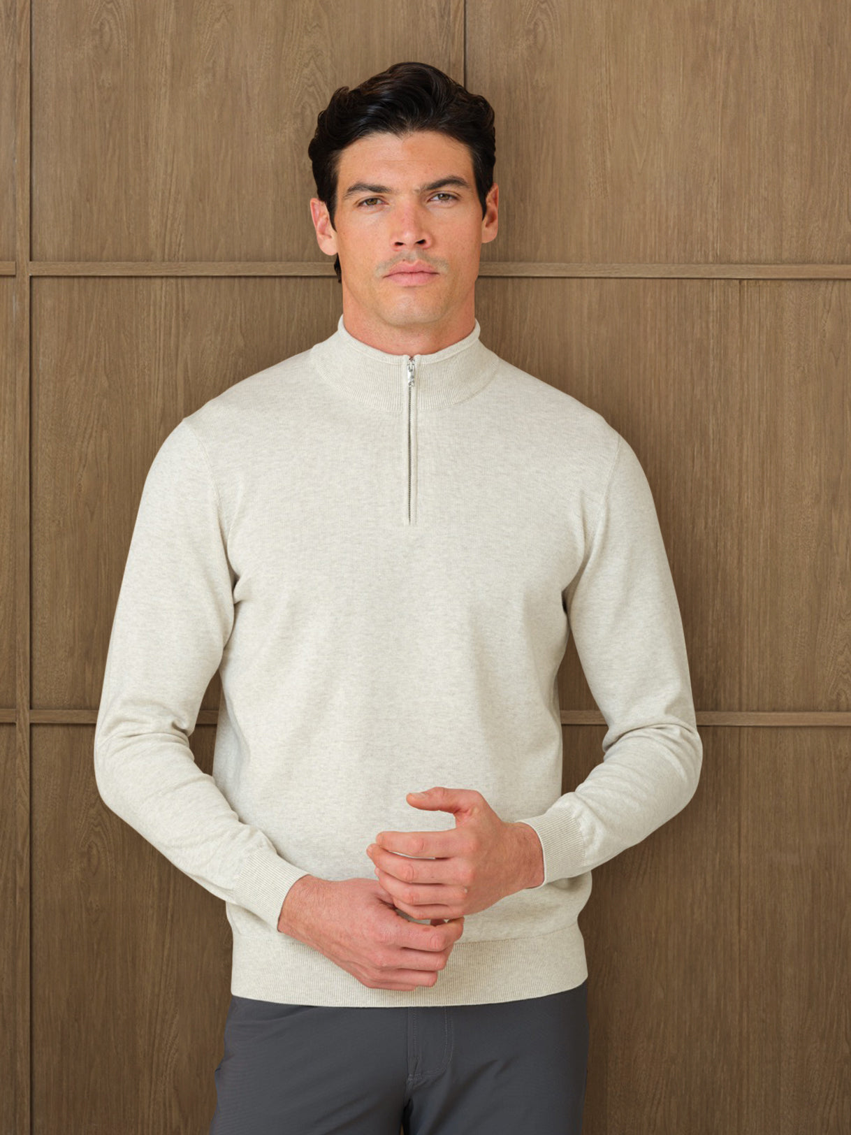 NERU KNITTED QUARTER ZIP - LINEN DUST