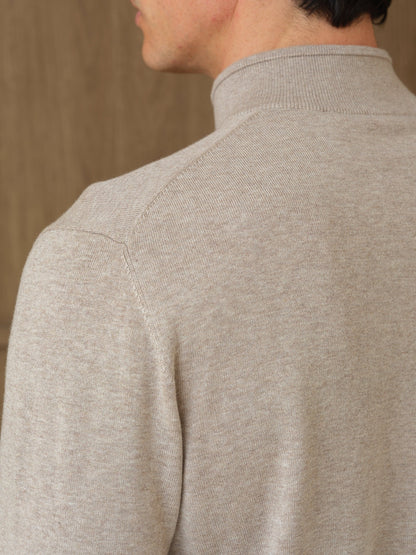 NERU KNITTED QUARTER ZIP - MIST HEATHER