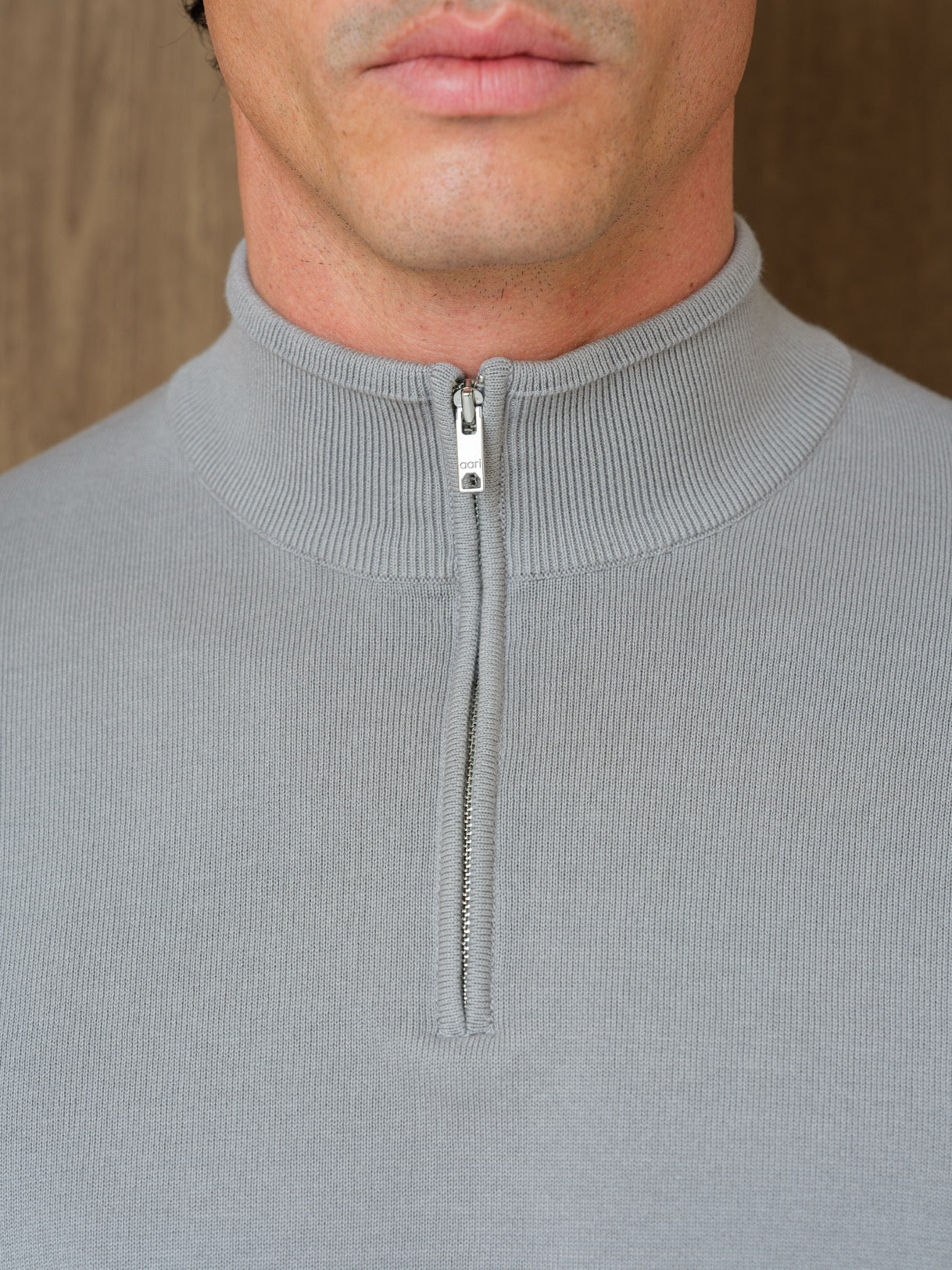 NERU KNITTED QUARTER ZIP - SILK CLOUD