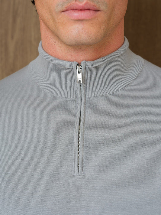 NERU KNITTED QUARTER ZIP - SILK CLOUD
