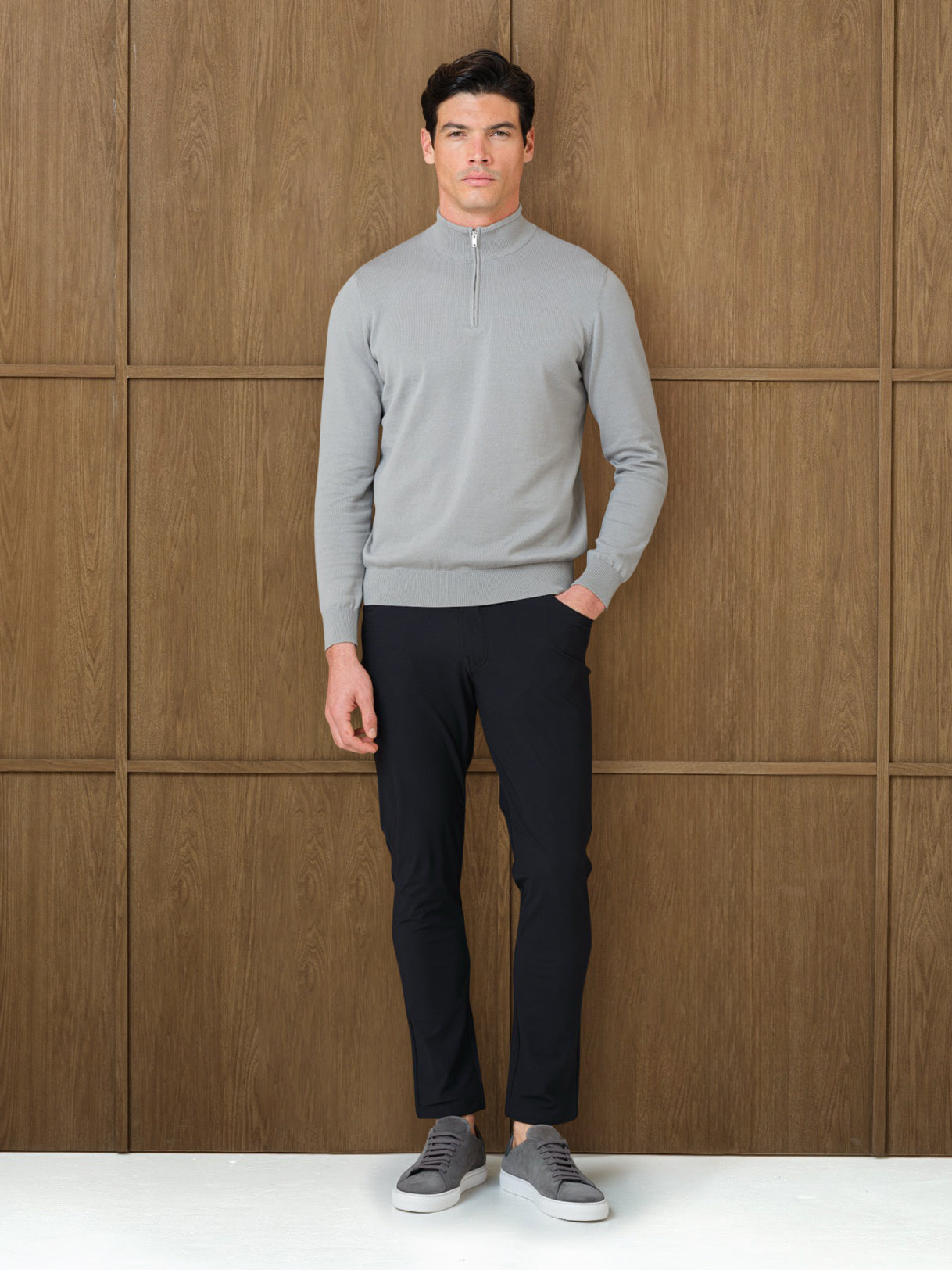 NERU KNITTED QUARTER ZIP - SILK CLOUD