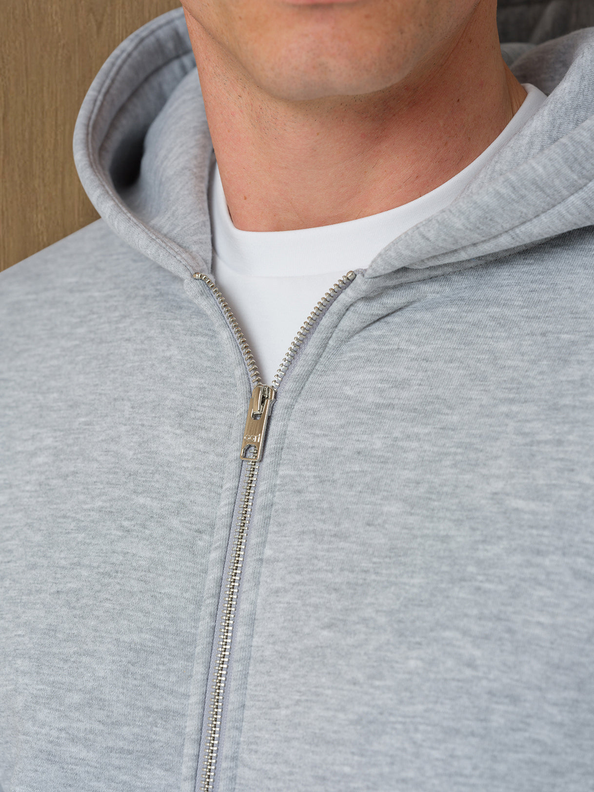 MONO FULL ZIP HOOD - GREY HEATHER