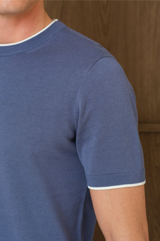 KARU KNITTED T SHIRT - BLUE COAST
